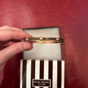 Henri Bendel Miss Bendel Rose Gold / Brown Divet Bangle Hinged Bracelet